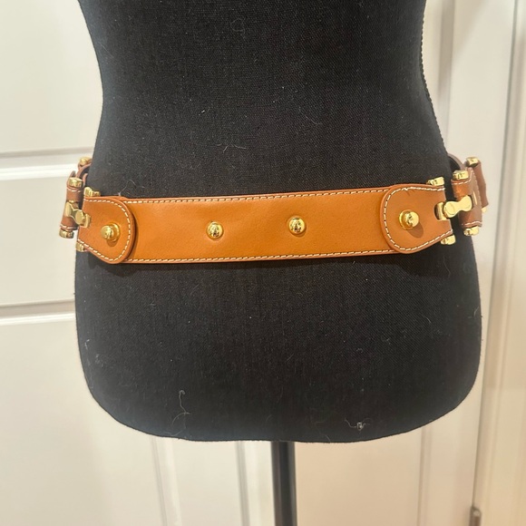 Tan Leather Gold Horse Bit Belt
